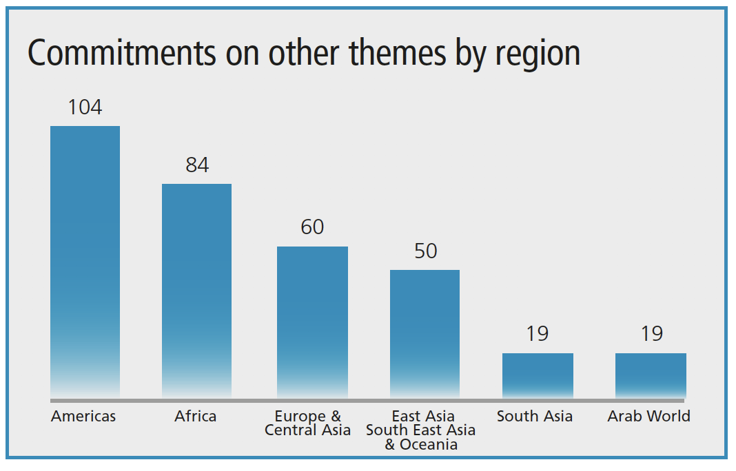 Commitments on other themes per region